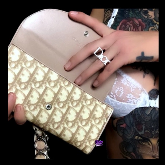 Christian Dior John Galliano Vintage Beige Trotter Monogram Logo Leather Wallet - Picture 12 of 16